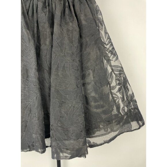 GUESS Strapless Fit n Flair Jacquard Mesh Foliage Print Black Mini Dress Size 2 - Picture 3 of 8